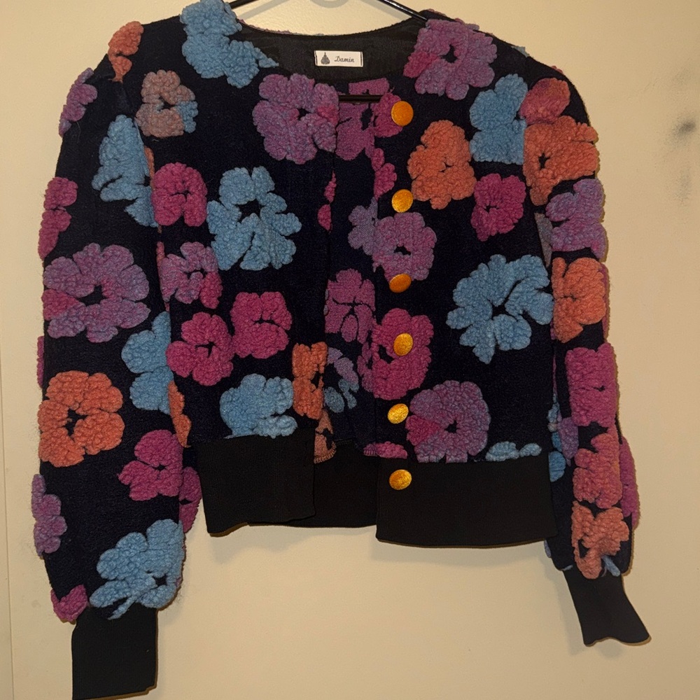 Colorful Floral Cardigan with Button Details